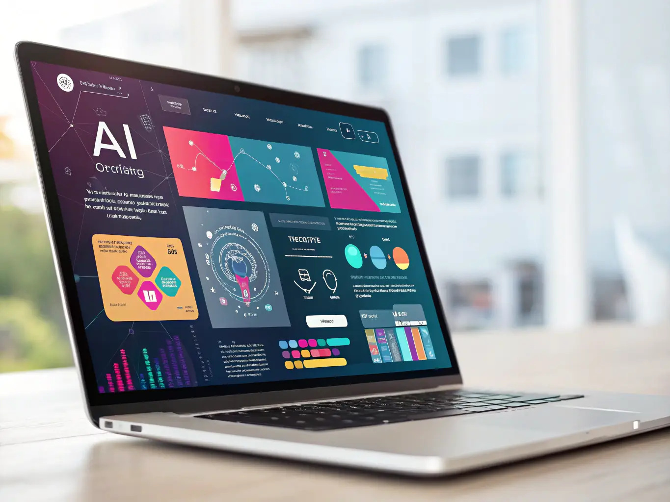 Illustration of structured data and AI icons integrated with a business website, symbolizing AI readiness and future-proofing.